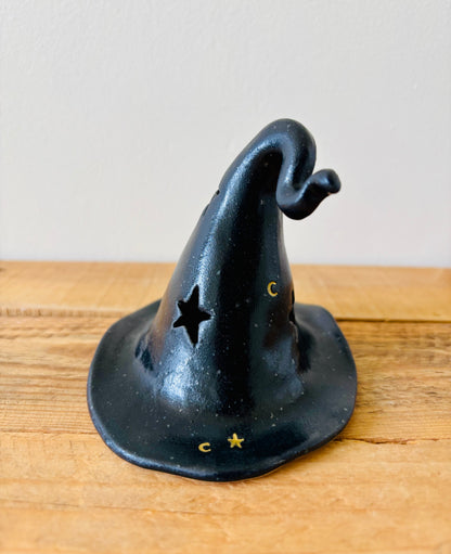 Chapeau de Sorcière  - photophore noir et doré imparfait