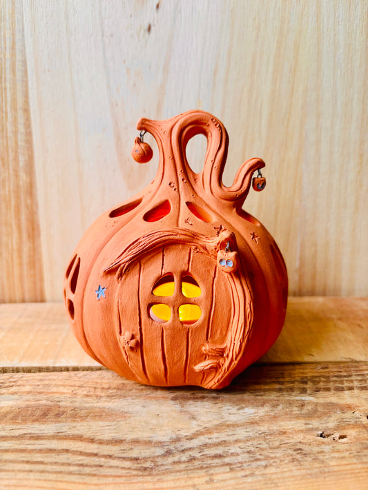 Maison citrouille - photophore orange 7