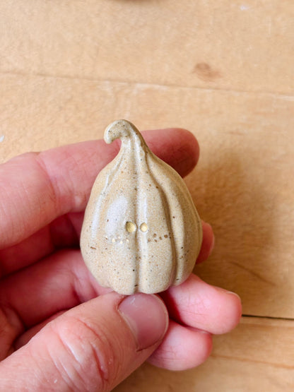 Citrouille miniature beige pyrité et or - 3