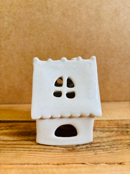 Maison de Noël - photophore blanc et or 25