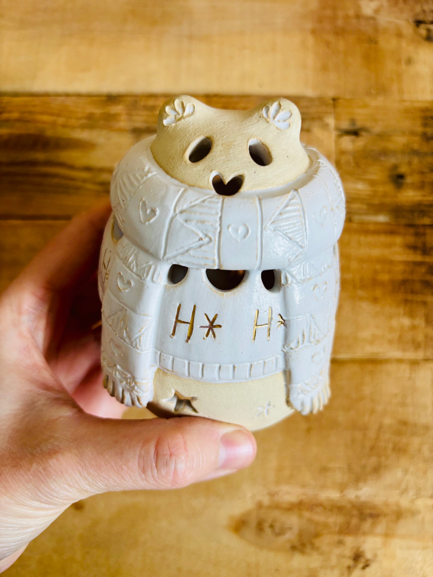 Ours polaire - photophore blanc et or 15