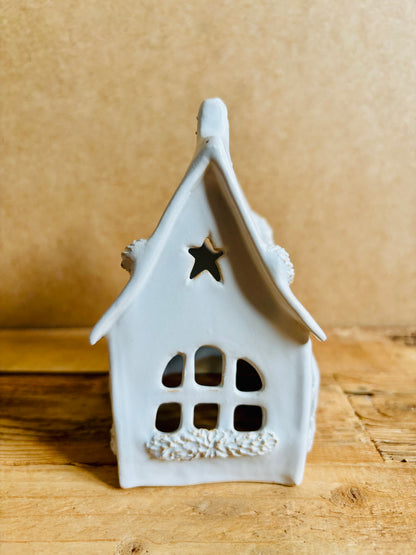 House 1 - white and gold tealight holder