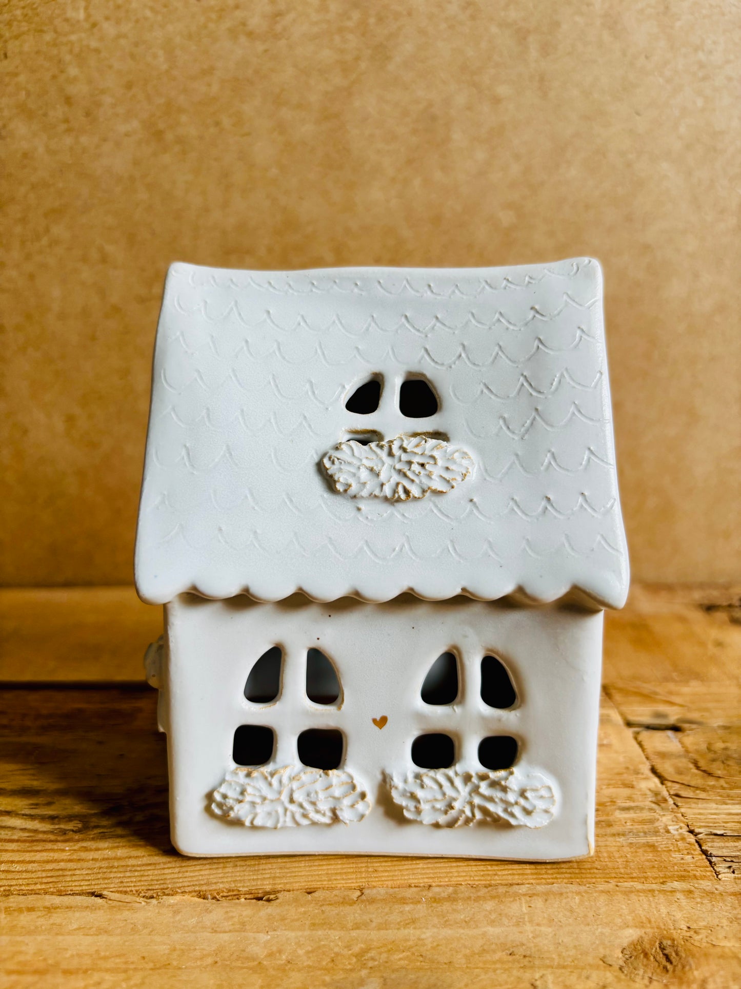 Maison de Noël - photophore blanc et or 9