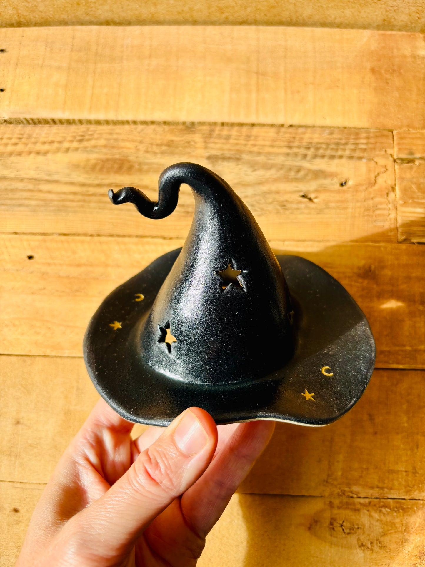 Chapeau de Sorcière  - photophore noir et doré 5