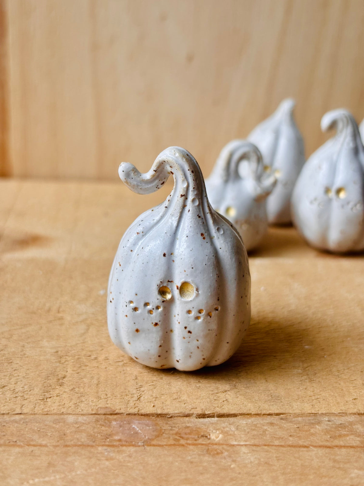 Citrouille miniature blanc pyrité et or - 5