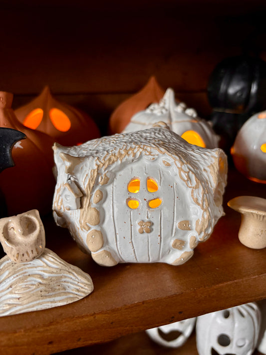 Maison Hobbit - photophore blanc 14